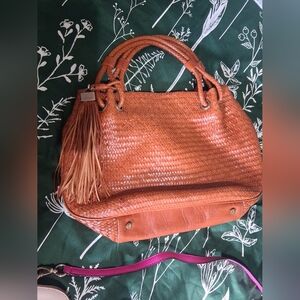 Calange Vtg Elegant Tan Woven Handbag Rare To Find